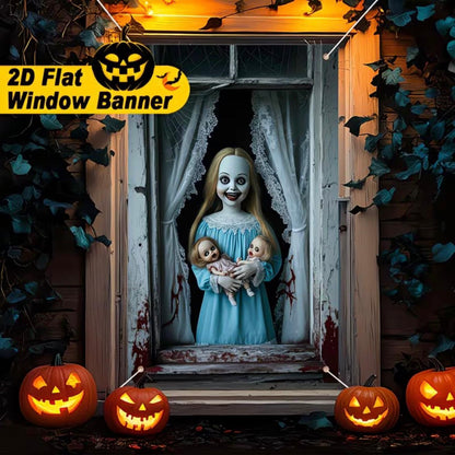 Haunted Window Decor Banner