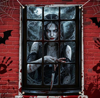 Haunted Window Decor Banner